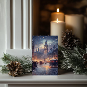Oud Londens Kerstmis met Besneeuwde Straten Klassi Kaart