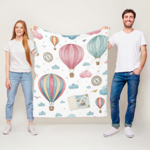 Oud luchtballonpatroon (1) fleece deken