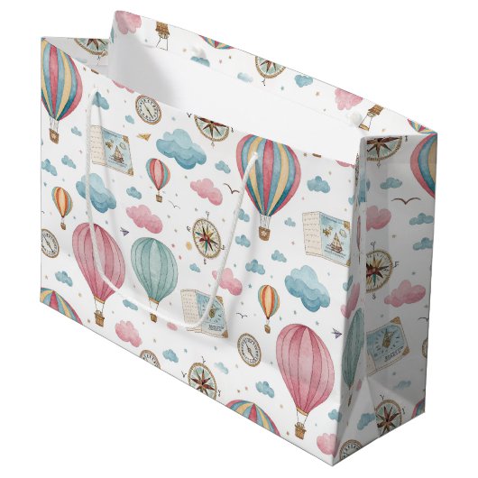 Oud luchtballonpatroon (1) groot cadeauzakje (Voorkant Gekanteld)