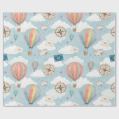 Oud luchtballonpatroon (2) cadeaupapier (Vlak)