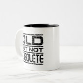 Oud maar niet verouderd tweekleurige koffiemok (Voorkant links)