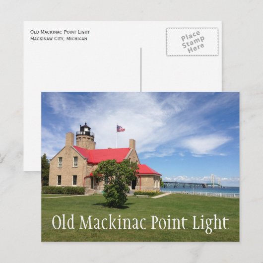 Oud Mackinac Point Light Briefkaart (Voorkant / Achterkant)