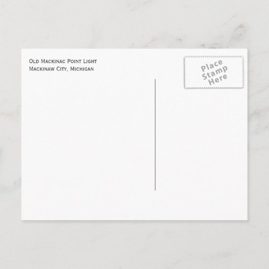 Oud Mackinac Point Light Briefkaart (Achterkant)