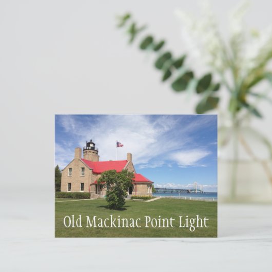 Oud Mackinac Point Light Briefkaart (Staand voorkant)
