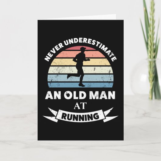Oud Man bij het runnen van Funny Runner Gift Dad Kaart (Voorkant)