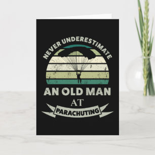 Oud Man bij Parachuting Funny Dad Gift Kaart