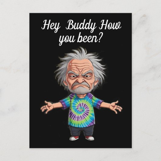 Oud man Chibi met uitgestrekte armen Briefkaart (Voorkant)