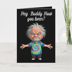 Oud man Chibi met uitgestrekte armen Kaart