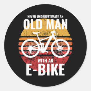 Oud Man E-Bike Electric-Bike E-Cyclist Bicycling Ronde Sticker