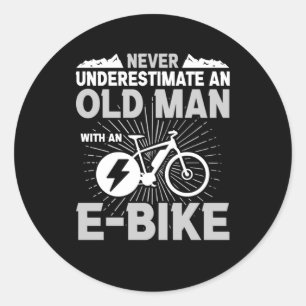 Oud Man E-Bike Old Mannen Bicycling Bike Ride Ronde Sticker