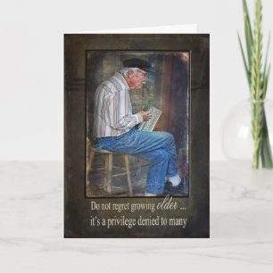 Oud Man Een accordeon afspelen Kaart