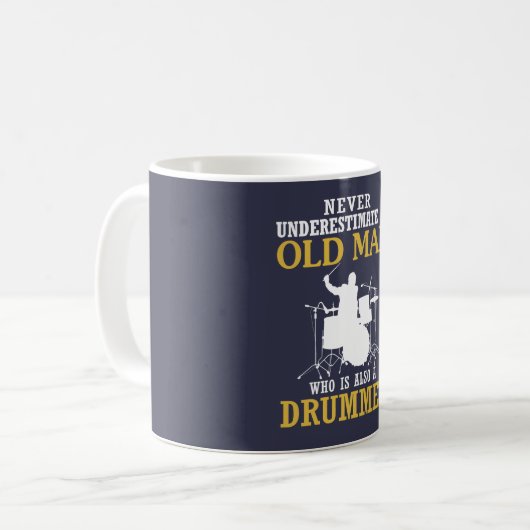 Oud Man - een drummer Koffiemok (Voorkant links)
