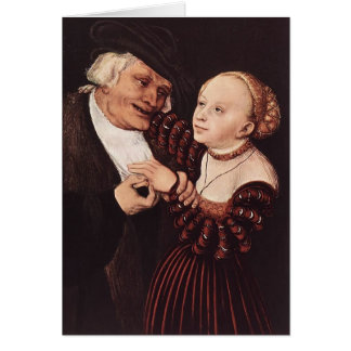 Oud Man en jonge vrouw van Lucas Cranach de Ouder