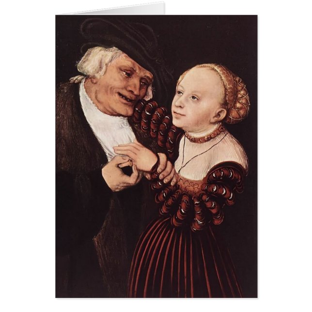 Oud Man en jonge vrouw van Lucas Cranach de Ouder (Voorkant)