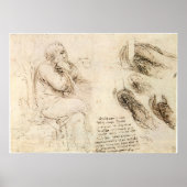 Oud Man en waterschets door Leonardo da Vinci Poster (Voorkant)