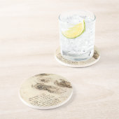 Oud Man en waterschets door Leonardo da Vinci Zandsteen Onderzetter (Zijkant)