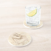 Oud Man en waterschets door Leonardo da Vinci Zandsteen Onderzetter (Zijkant)