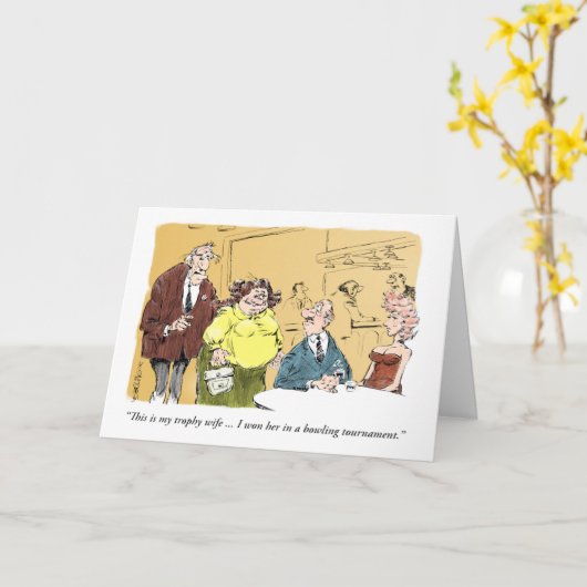 Oud Man en zijn "Trophy" Vrouw jubileumkaart Kaart (Gele Bloem)