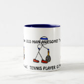 Oud Man Geweldige! Tennis Player Tweekleurige Koffiemok (Center)