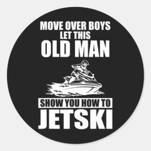 Oud Man Hoe Jetski Cool Funny Jet-ski Jet Skiin Ronde Sticker