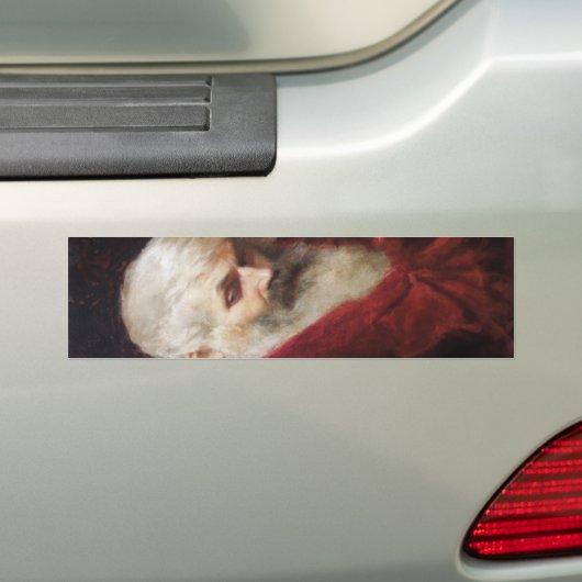 Oud Man in een rode kat (kerstmis) Bumpersticker (Op auto)