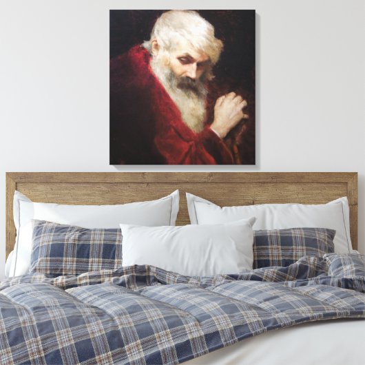 Oud Man in een rode kat (kerstmis) Canvas Afdruk (Insitu (Slaapkamer))