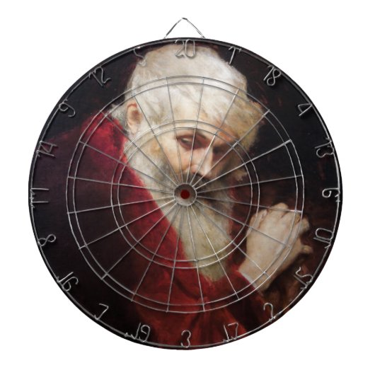 Oud Man in een rode kat (kerstmis) Dartbord (Voorkant)