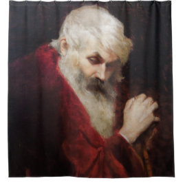 Oud Man in een rode kat (kerstmis) Douchegordijn