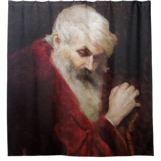 Oud Man in een rode kat (kerstmis) Douchegordijn (Voorkant)