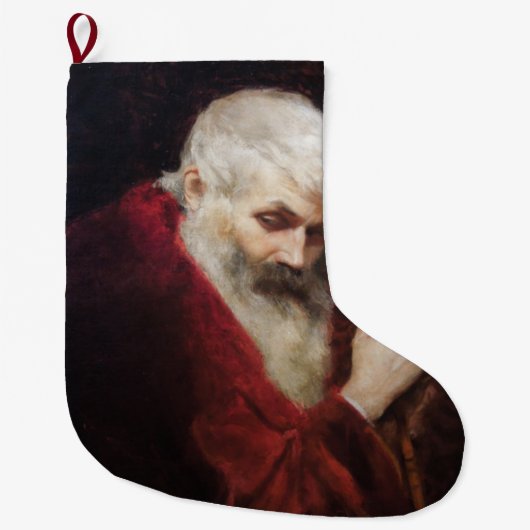 Oud Man in een rode kat (kerstmis) Grote Kerstsok (Voorkant)