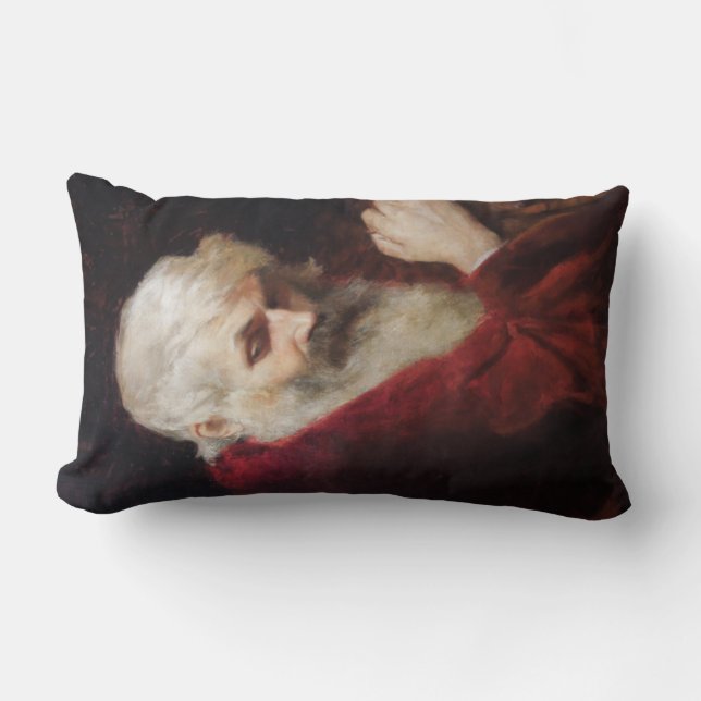 Oud Man in een rode kat (kerstmis) Kussen (Voorkant)