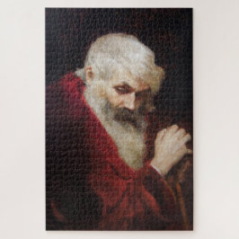 Oud Man in een rode kat (kerstmis) Legpuzzel