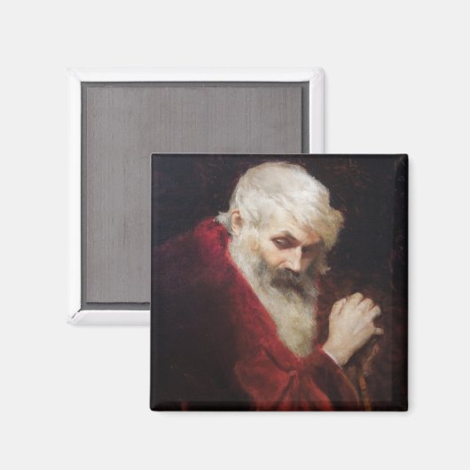 Oud Man in een rode kat (kerstmis) Magneet (Voorkant / Achterkant)