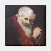 Oud Man in een rode kat (kerstmis) Magneet (Voorkant)