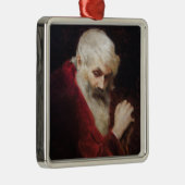 Oud Man in een rode kat (kerstmis) Metalen Ornament (Rechts)