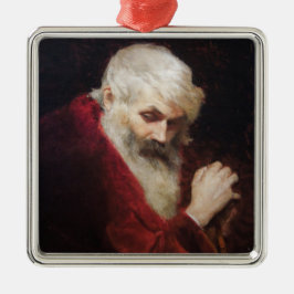 Oud Man in een rode kat (kerstmis) Metalen Ornament