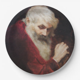 Oud Man in een rode kat (kerstmis) Papieren Bordje