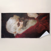 Oud Man in een rode kat (kerstmis) Strandlaken (Voorkant)