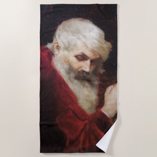 Oud Man in een rode kat (kerstmis) Strandlaken (Voorkant)