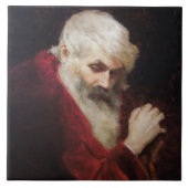 Oud Man in een rode kat (kerstmis) Tegeltje (Voorkant)