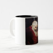 Oud Man in een rode kat (kerstmis) Tweekleurige Koffiemok (Voorkant links)