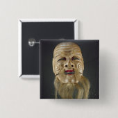 Oud Man Masker, noh theater Vierkante Button 5,1 Cm (Voorkant /achterkant)