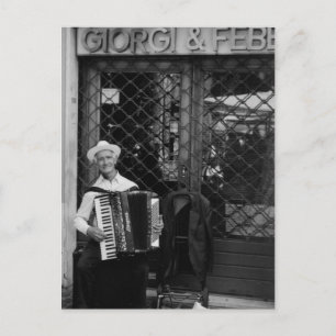 Oud man met accordeon Post Card Briefkaart