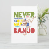 Oud Man met banjo Country Music Bluegrass Gift Kaart (Staand voorkant)