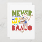 Oud Man met banjo Country Music Bluegrass Gift Kaart (Voorkant / Achterkant)