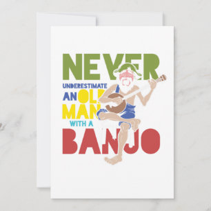 Oud Man met banjo Country Music Bluegrass Gift Kaart