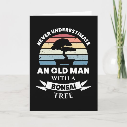 Oud Man met Bonsai Tree Funny Gift Dad Kaart (Voorkant)