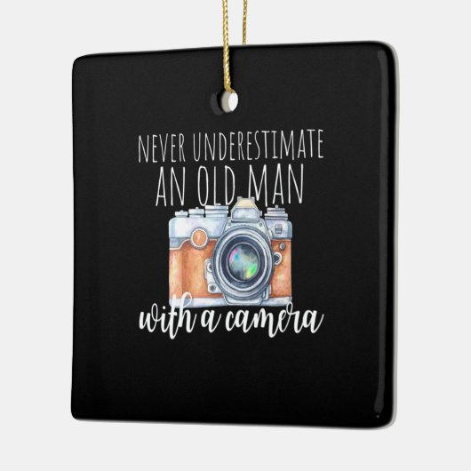 Oud Man met camera Keramisch Ornament (Links)