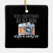 Oud Man met camera Keramisch Ornament (Voorkant)