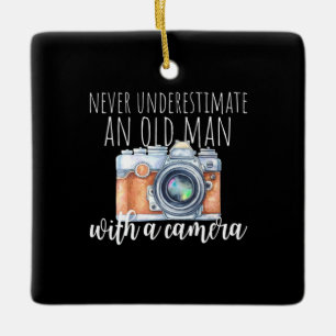 Oud Man met camera Keramisch Ornament